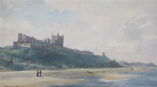 General Sir John Miller Adye (1819-1900), watercolour, three views of Bamburgh Castle, Northumberland,